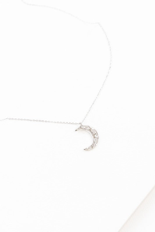 Crescent Moon Hammered Necklace