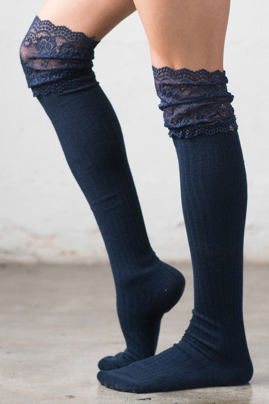 Lace Topped Over the Knee Socks