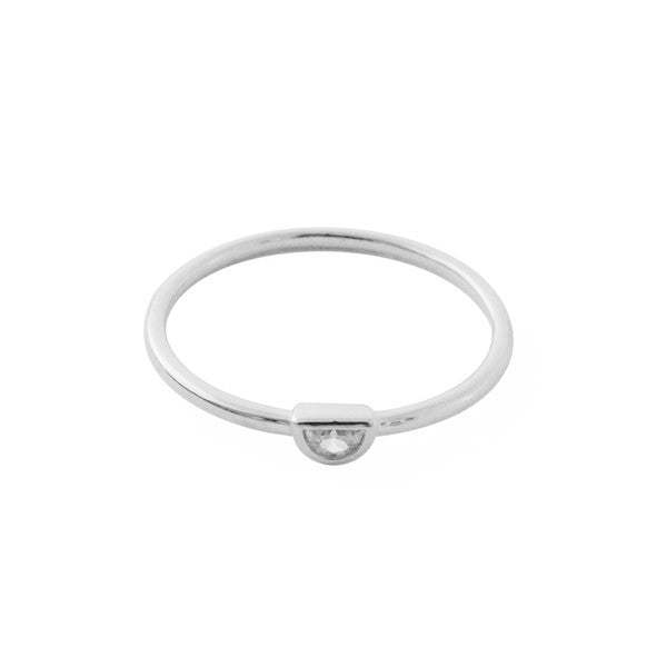 Half Moon Crystal Ring