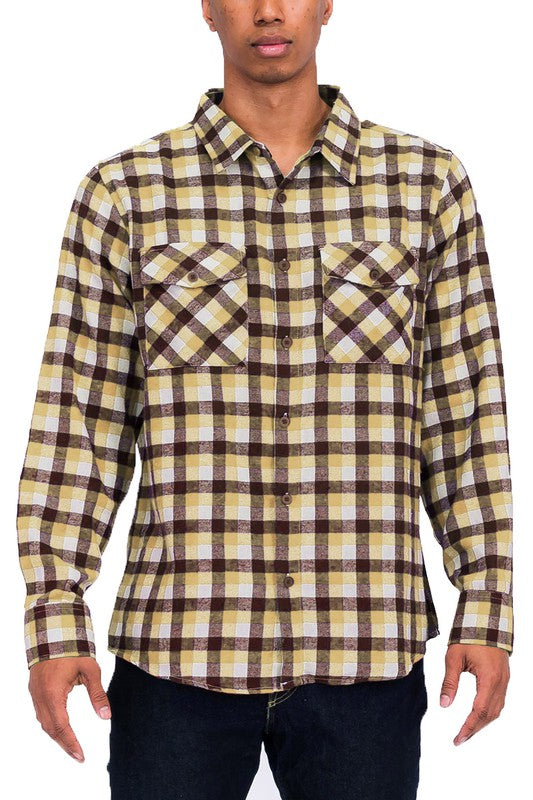 Weiv Regular Fit Checker Plaid Flannel Long Sleeve