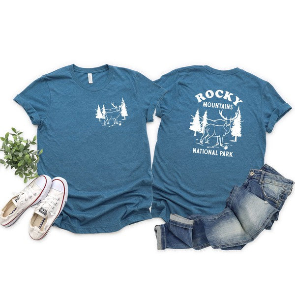Vintage Rocky Mountains Front & Back Graphic Tee