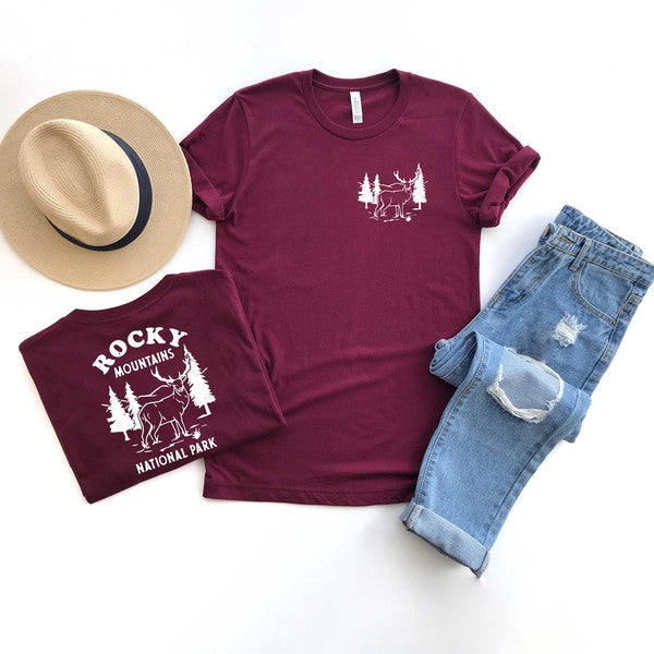 Vintage Rocky Mountains Front & Back Graphic Tee