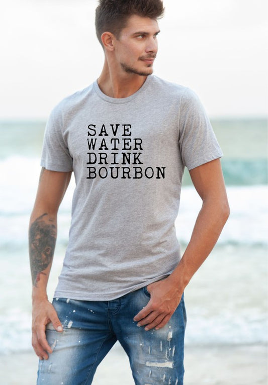 Save Water Drink Bourbon Mens Tee