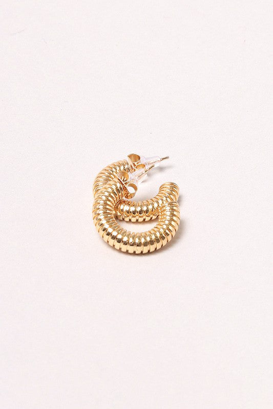 14K Gold-Dipped Textured Post Earring