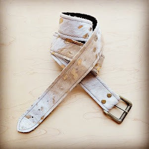 Mixed Hair Hide Leather Belt w/ Antique Buckle 50