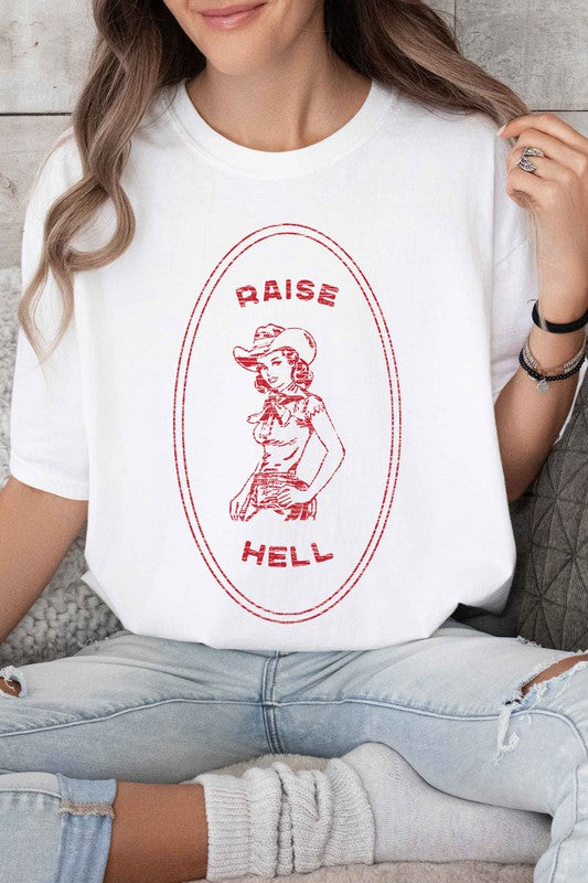RAISE HELL COUNTRY COWGIRL WESTERN GRAPHIC TEE