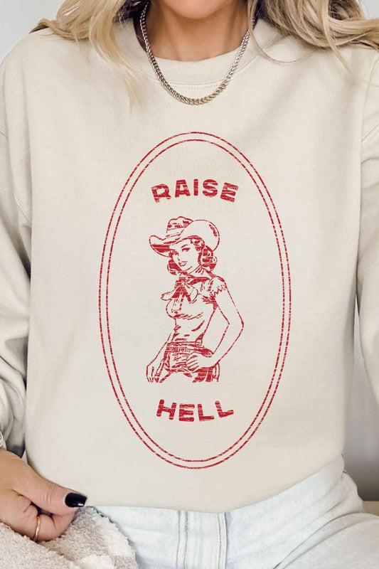 RAISE HELL COUNTRY COWGIRL GRAPHIC SWEATSHIRT