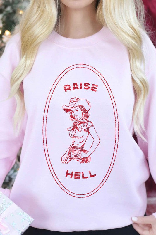 RAISE HELL COUNTRY COWGIRL GRAPHIC SWEATSHIRT