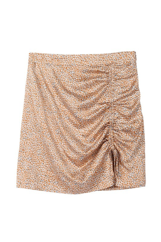 Leopard print shirred skirt